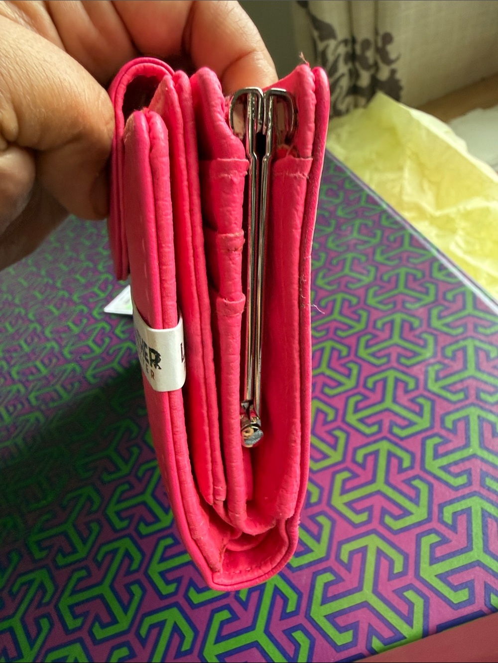 mundi Bright Hot Pink Pebbled Leather Wallet - Picture 4 of 9